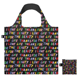 Sac shopping pliable avec pochette zip Love life noir - Loqi - Rougier et Plé