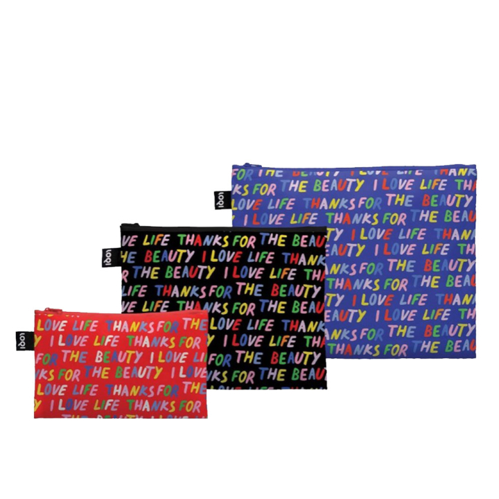 Lot de 3 pochettes zip Love life - Loqi - Rougier et Plé