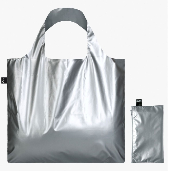 Sac shopping pliable avec pochette zip Argent métallique - Loqi - Rougier et Plé