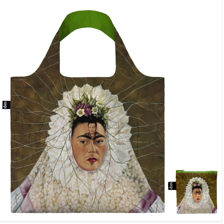 Sac shopping pliable avec pochette zip F. Kahlo Autoportrait en Tehuana - Loqi - Rougier et Plé