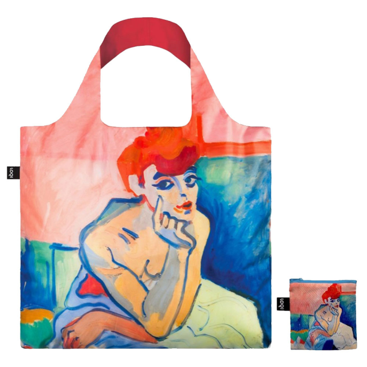 Sac shopping pliable avec pochette zip A. Derain La femme en chemise - Loqi - Rougier et Plé