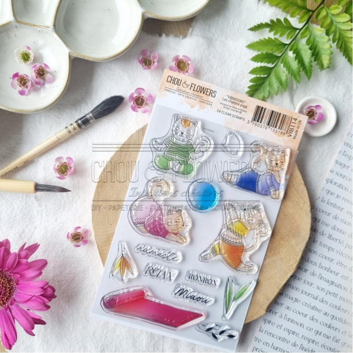 Tampons transparents 10 x 15 cm Les chatons yoga - Chou & Flowers - Rougier et Plé