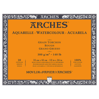 Papier aquarelle bloc de 20 feuilles 31 x 41 cm 300 g - grain torchon - Arches - Rougier et Plé