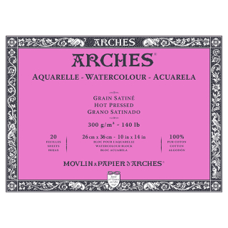 Papier aquarelle bloc de 20 feuilles 26 x 36 cm 300 g - grain satiné - Arches - Rougier et Plé