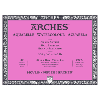 Papier aquarelle bloc de 20 feuilles 23 x 31 cm 300 g - grain satiné - Arches - Rougier et Plé