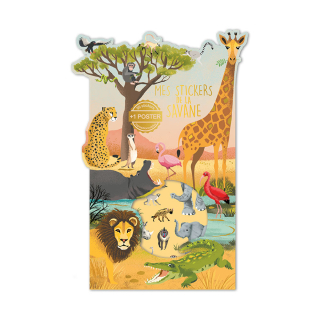 Jeu stickers + poster Savane - Cartesdart - Rougier et Plé