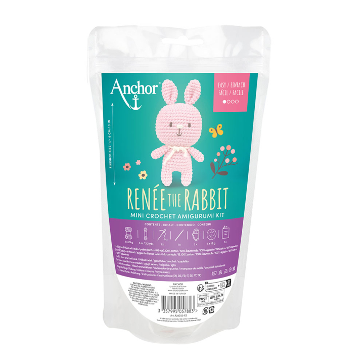 Kit crochet Amigurumi Renée la lapine XS - DMC - Rougier et Plé