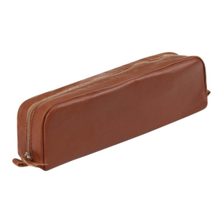 Trousse rectangle en cuir teinté Châtain 21 x 4 x 6 cm - Clairefontaine - Rougier et Plé