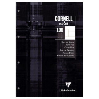 Bloc de cours Cornell 21 x 29,7 cm Ligné 200 p Noir - Clairefontaine - Rougier et Plé