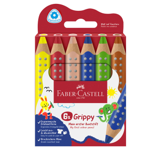 Crayons de couleur Grippy 6 pcs - Faber-Castell - Rougier et Plé