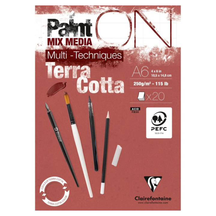 Bloc Paint'On Terracotta 250 g/m² 20F - Clairefontaine - Rougier et Plé