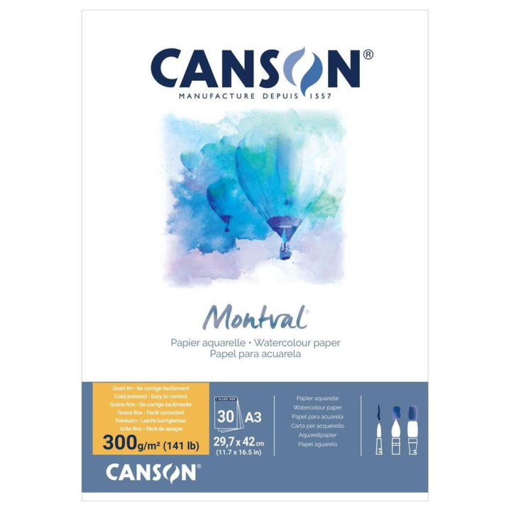 Bloc Papier aquarelle Montval A3 300 g/m² 30F - Canson - Rougier et Plé