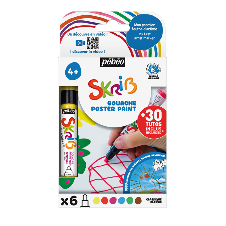 Marqueur gouache Skrib 6 couleurs - Rougier et Plé