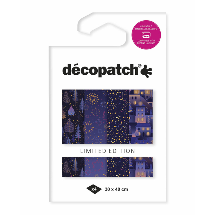 Assortiment 4 feuilles Nuit de Noël Edition Limitée - Décopatch - Rougier et Plé