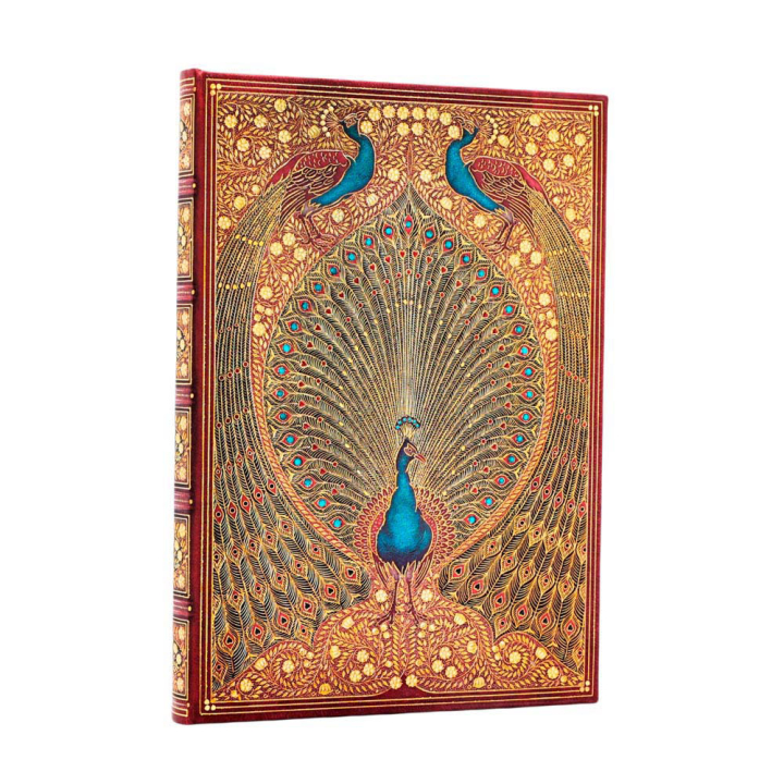 Carnet rigide 18 x 12 cm 144 p Ligné Hafiz, Les paons - Paperblanks - Rougier et Plé