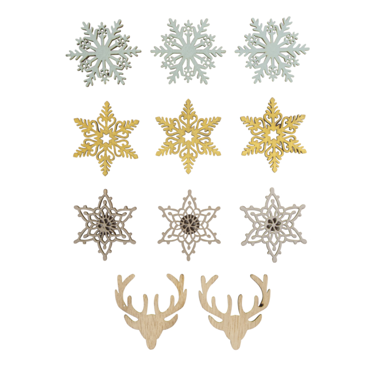Miniatures adhésives en bois Hiver 4 cm 11 pcs - Rayher - Rougier et Plé