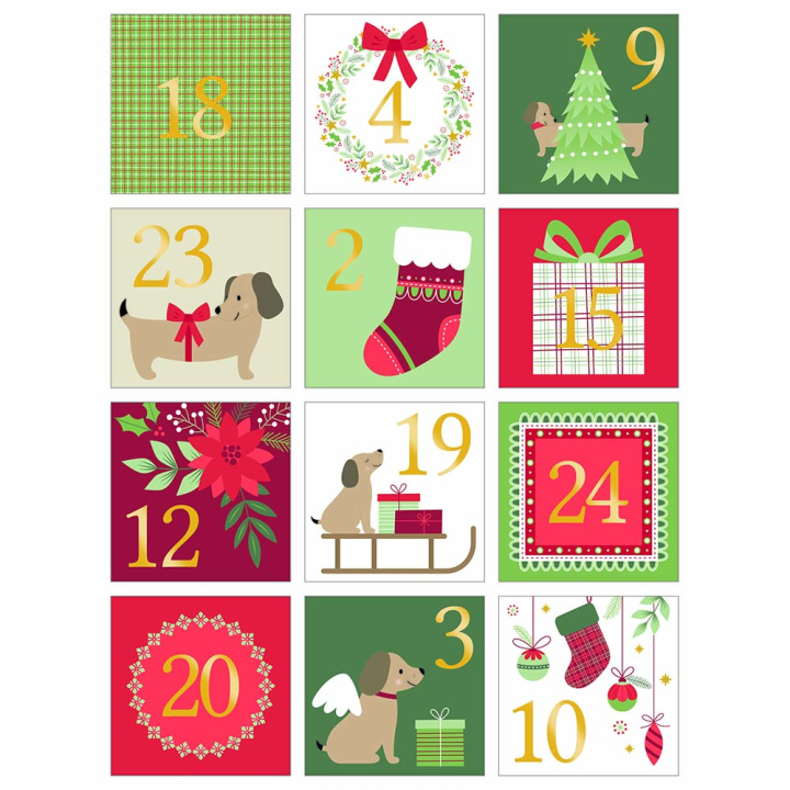 Stickers carrés Noël Woofy Christmas - Artemio - Rougier et Plé