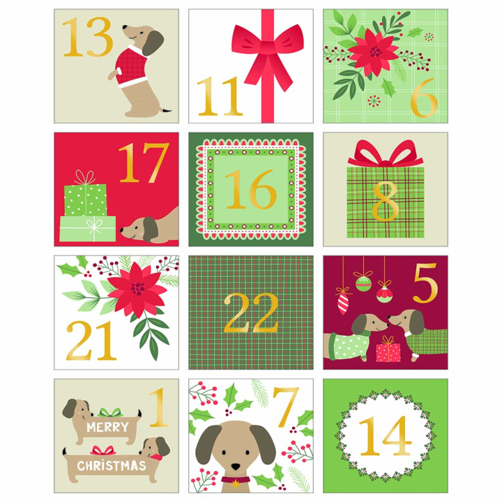 Stickers carrés Noël Woofy Christmas - Artemio - Rougier et Plé