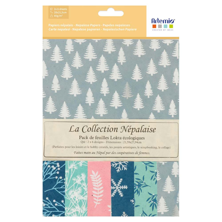 12 Papiers népalais Hiver Enchanté - ARTEMIO - Rougier et Plé