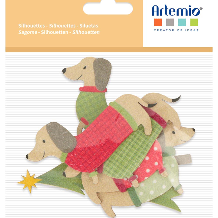 Set de Silhouettes en bois colorées Woofy Christmas - ARTEMIO - Rougier et Plé