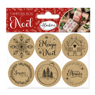 Tampons en bois Magie de Noël 6 pcs - Aladine - Rougier et Plé