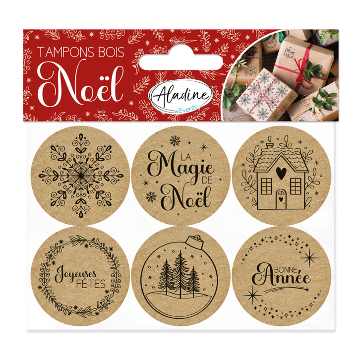 Tampons en bois Magie de Noël 6 pcs - Aladine - Rougier et Plé
