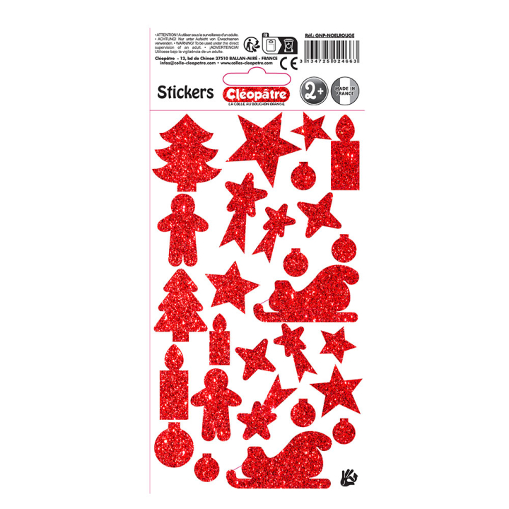 Stickers de Noël Rouge 27 pcs - Cléopatre - Rougier et Plé