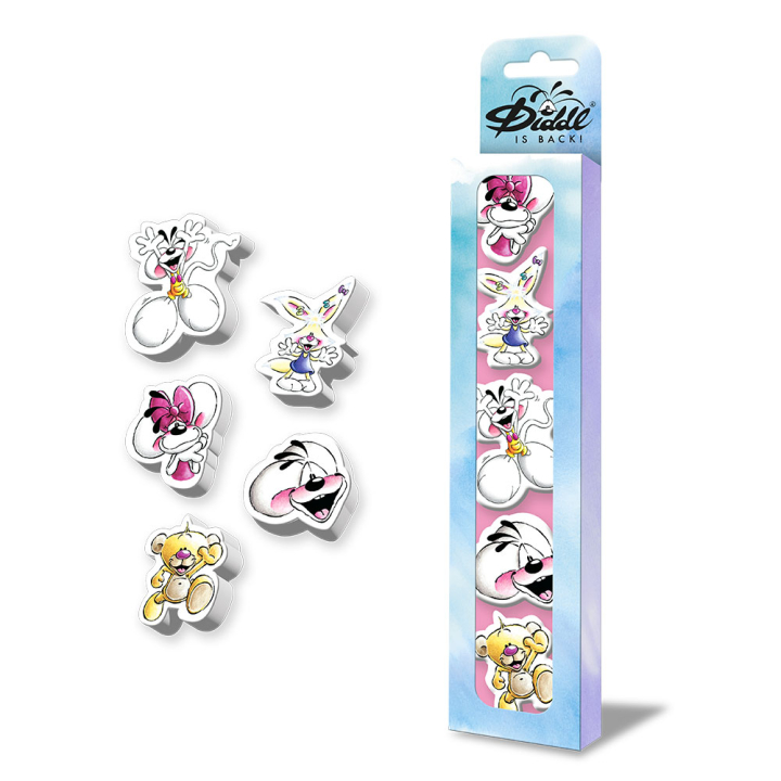 Set de 5 gommes fantaisie Diddl - Diddl et ses amis - Rougier et Plé
