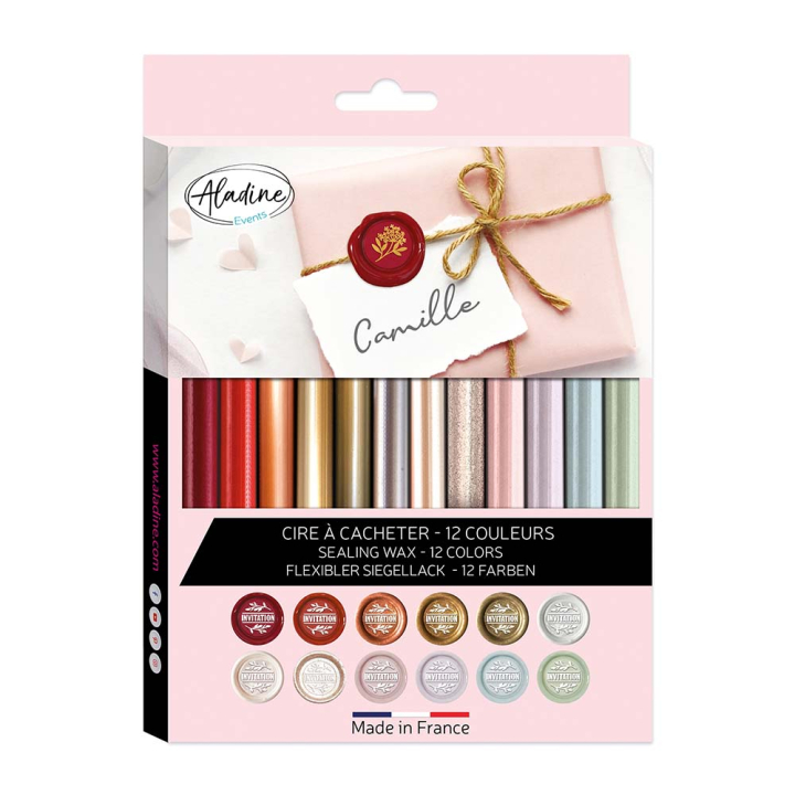Pack de 12 bâtons de cire à cacheter 12 couleurs - Aladine - Rougier et Plé