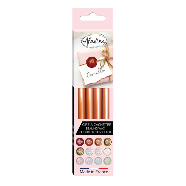 Pack de 4 bâtons de cire à cacheter cuivre - Aladine - Rougier et Plé