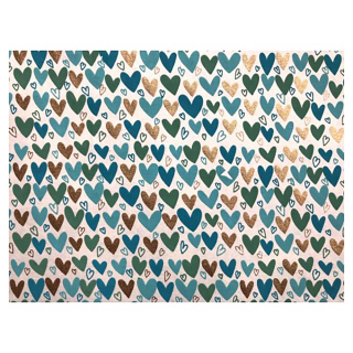 Papier Indien fait main motifs cœur bleu beige - ESPRIT PAPIER - Rougier et Plé