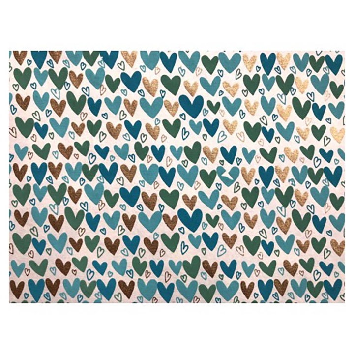 Papier Indien fait main motifs cœur bleu beige - ESPRIT PAPIER - Rougier et Plé
