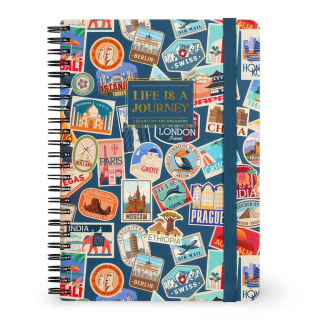 Carnet de notes à spirales 15 x 21 cm Ligné Travel stickers - Legami - Rougier et Plé