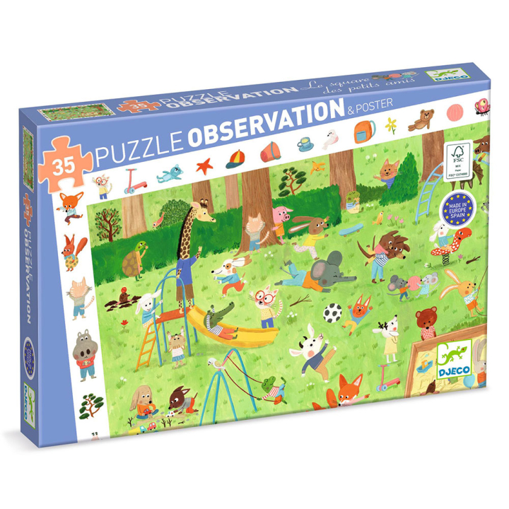 Puzzle d'observation Le square des petits amis 35 pcs - Djeco - Rougier et Plé