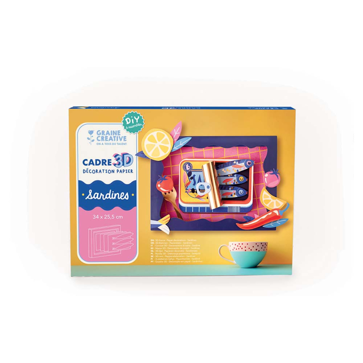 Coffret créatif - cadre 3D papier Les sardines - Graine Créative - Rougier et Plé