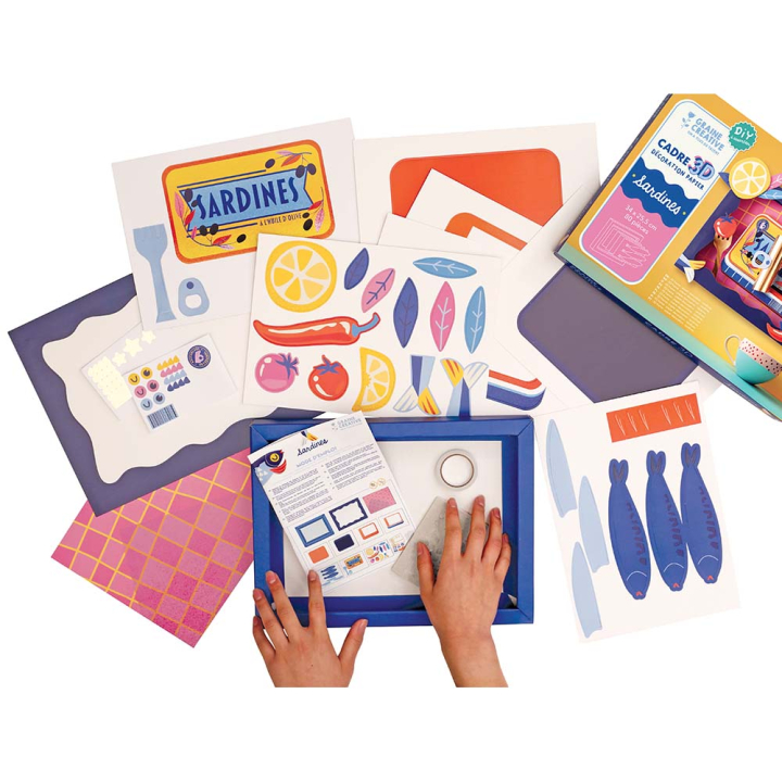Coffret créatif - cadre 3D papier Les sardines - Graine Créative - Rougier et Plé