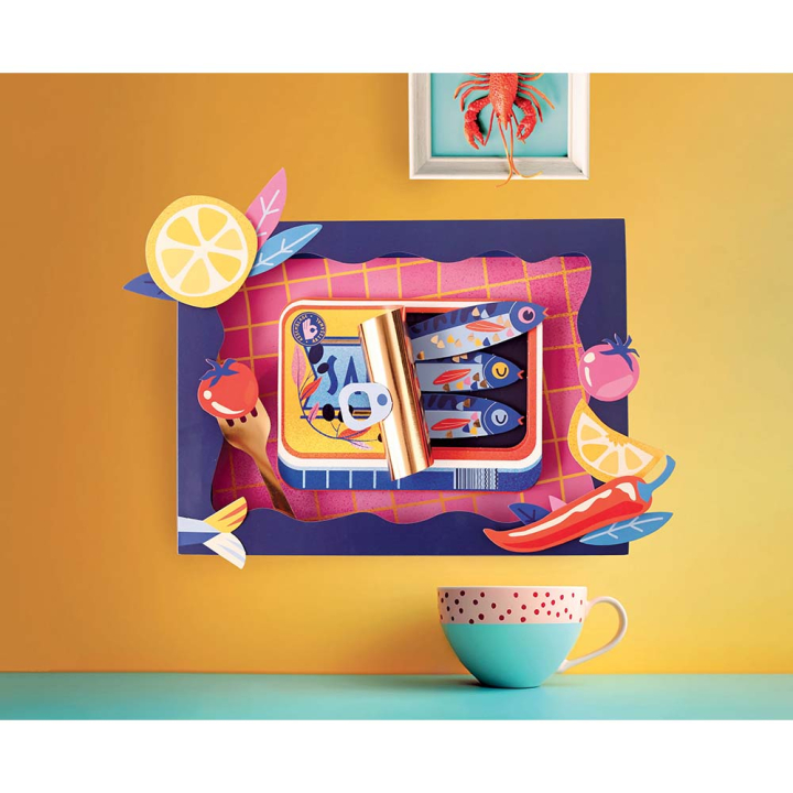 Coffret créatif - cadre 3D papier Les sardines - Graine Créative - Rougier et Plé