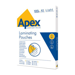 Pochette de plastification 80µ format A3 x 100 pcs - Apex - Rougier et Plé
