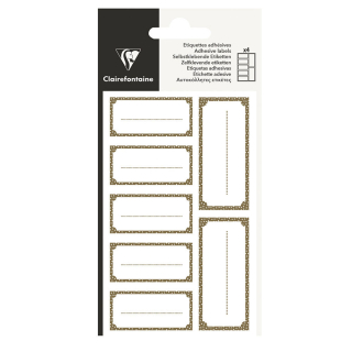 Étiquettes Blanches et or rectangle adhésives 28 pcs - Clairefontaine - Rougier et Plé