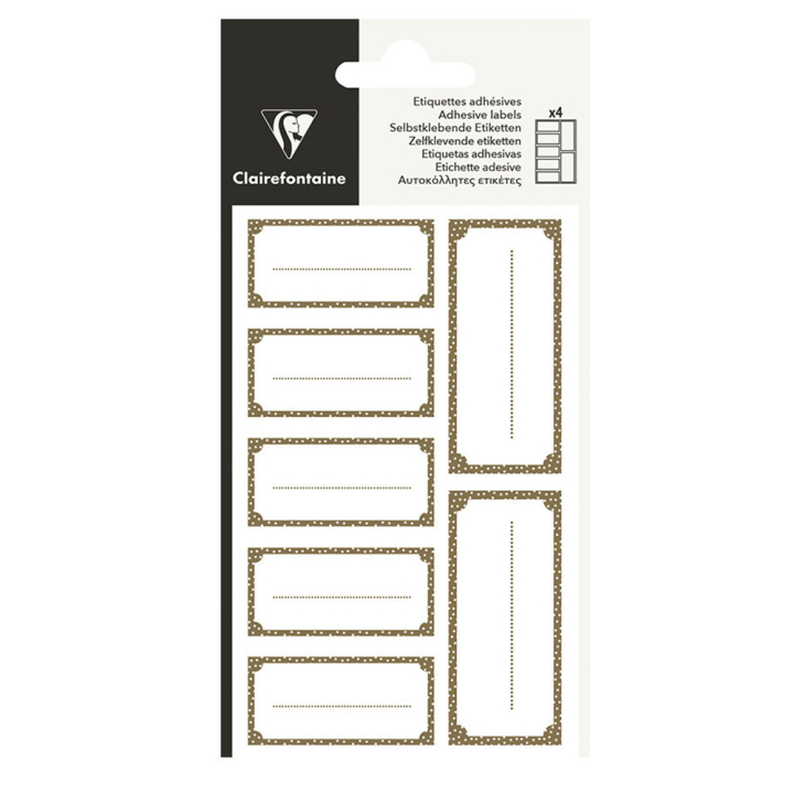 Étiquettes Blanches et or rectangle adhésives 28 pcs - Clairefontaine - Rougier et Plé