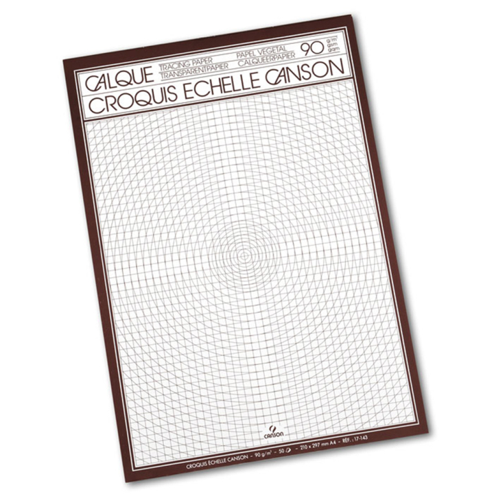 Papier calque satin 90 g/m² A4 Bloc de 50 feuilles croquis échelle - Canson - Rougier et Plé