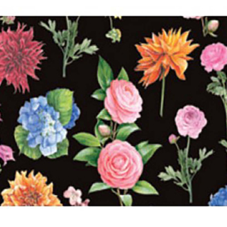 Papier imprimé noir fleuri 50 x 70 cm - Esprit Papier - Rougier et Plé