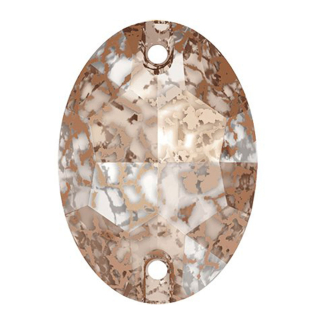 Pierre à coudre ovale 3210 - 16 mm - Crystal Rose Patina - Cristaux de Swarovski - Rougier et Plé