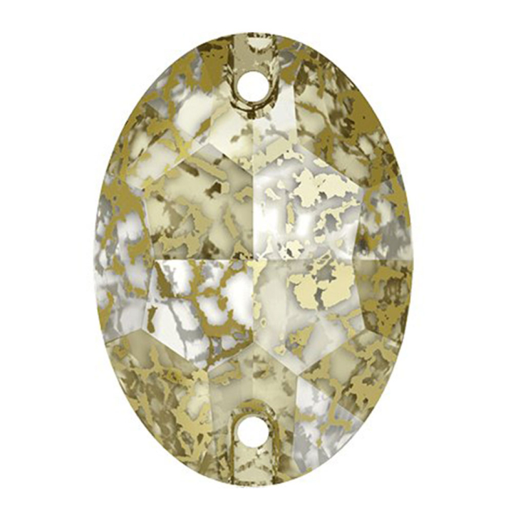 Pierre à coudre ovale 3210 - 16 mm - Crystal Gold Patina - Cristaux de Swarovski - Rougier et Plé