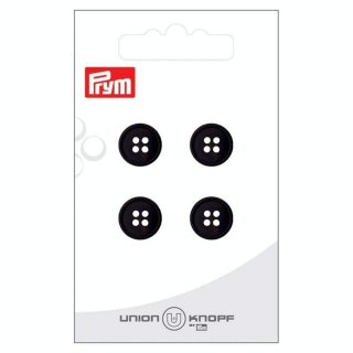 Bouton Polyester 15 mm 4 pcs Aspect Corne Noir - Prym - Rougier et Plé