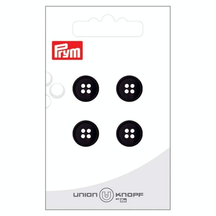 Bouton Polyester 15 mm 4 pcs Aspect Corne Noir - Prym - Rougier et Plé