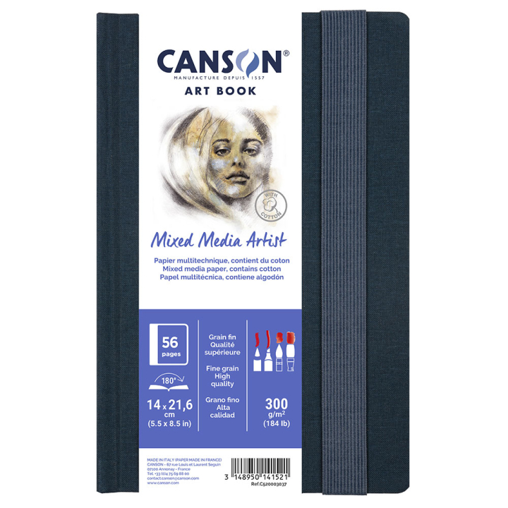 Carnet Art book multi-techniques 14 x 21,6 cm Portrait 300g/m² 28 feuilles - Canson - Rougier et Plé