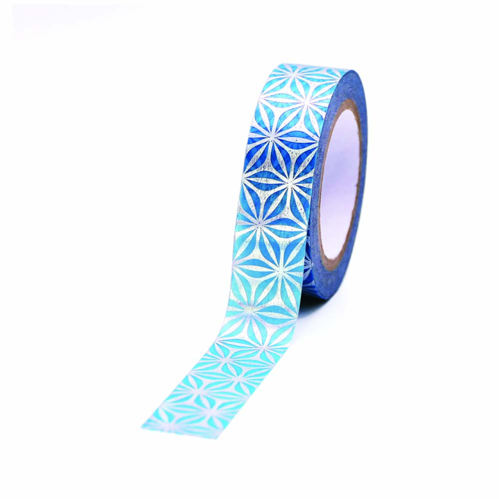 Masking tape fleurs bleu 15 mm x 5 m - Global Gift - Rougier et Plé