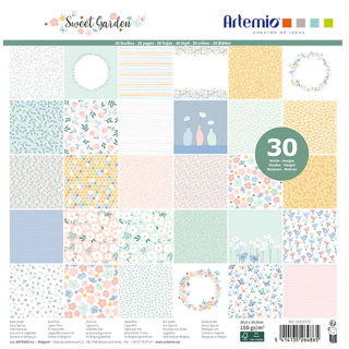Bloc de 30 feuilles de papier imprimés 30 x 30 cm Sweet Garden - Artemio - Rougier et Plé