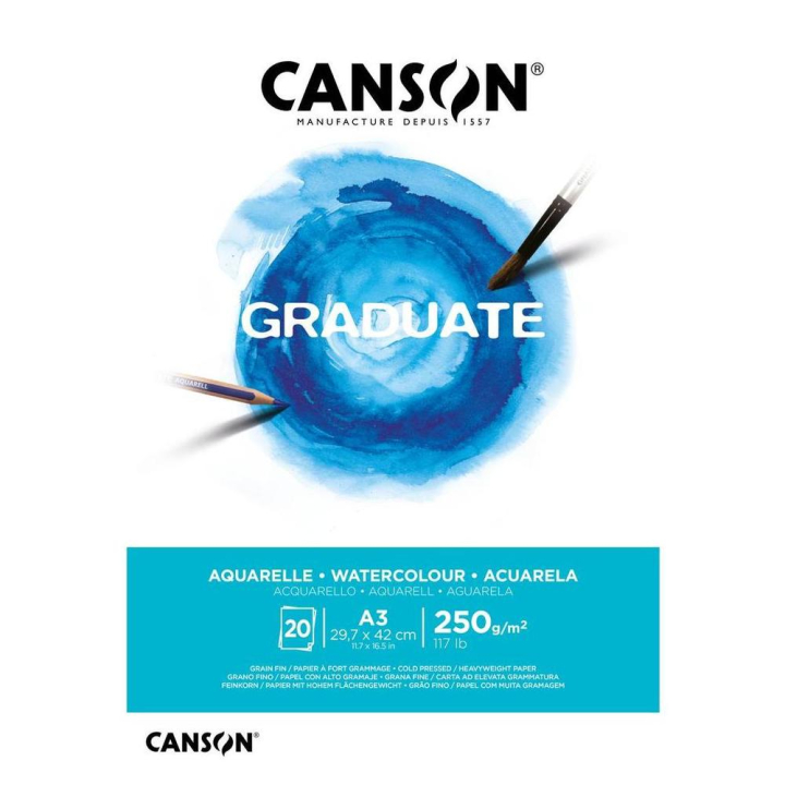 Bloc Graduate Aquarelle 250 g/m² 20F - Canson - Rougier et Plé